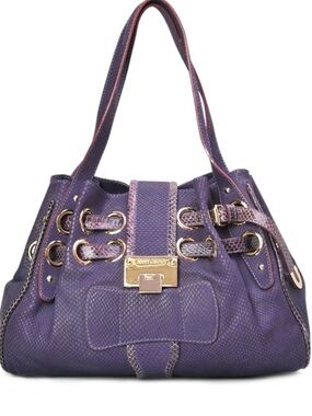 Jimmy Choo Women’s Purple snakeskin Designer-Style Shoulder Bag